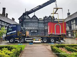 2021 Portfolio Our Hiab driver Ian over the last few weeks has transported Cap & Dove & installed at various locations. Cap & Dove is a travelling arts centre,housing a theatre museum & shop.