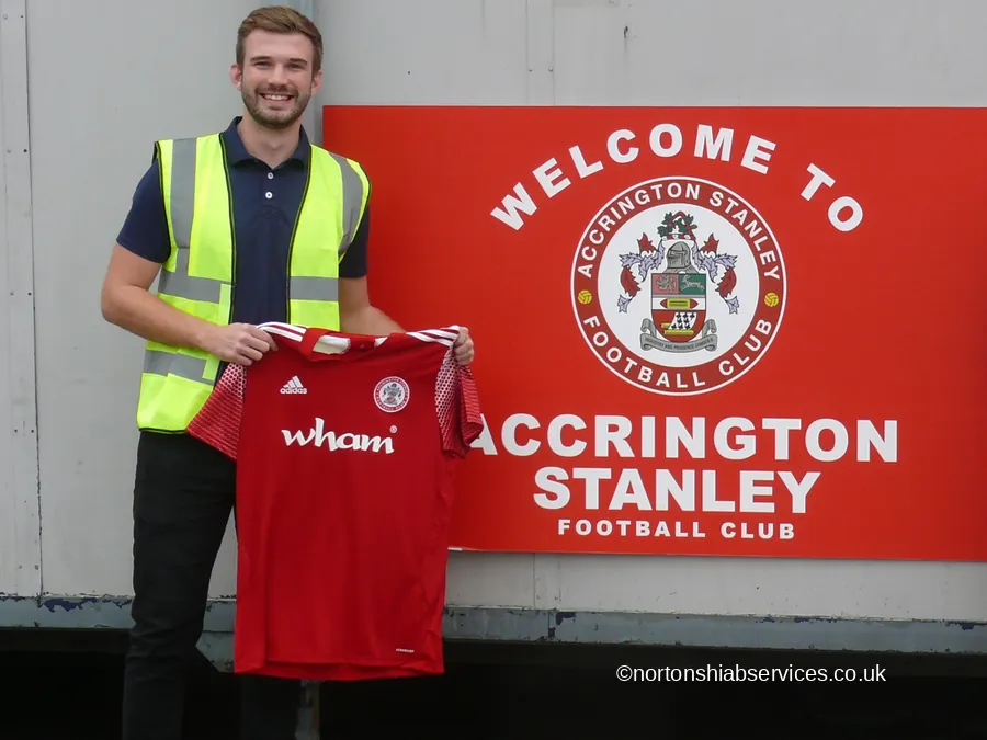 Angus Quinn, Transport and Cabins Manager at Nortons Hiab Services, at Accrington Stanley Football Club