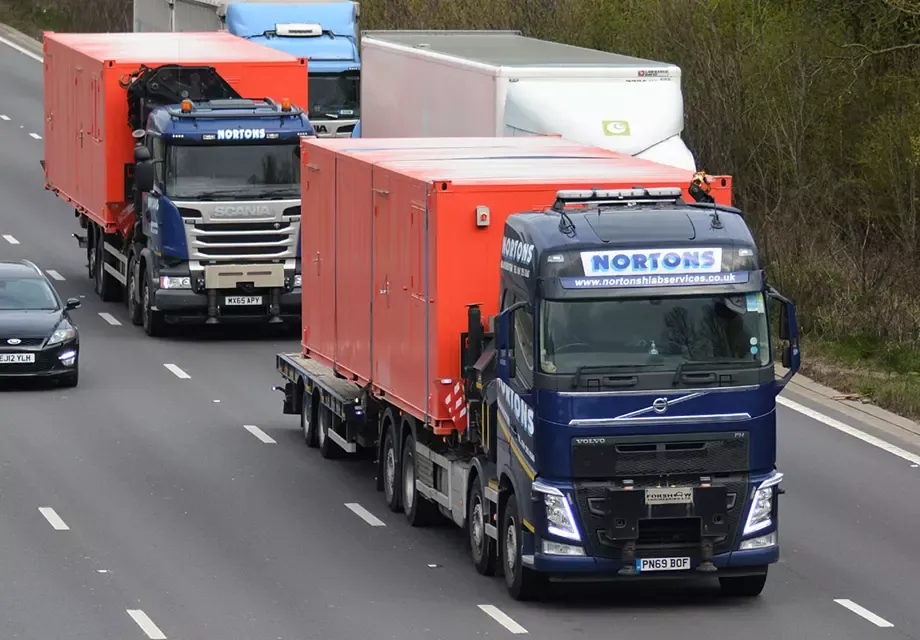 Nortons hiab lorry at Brockhall on the M1 in Northamptonshire