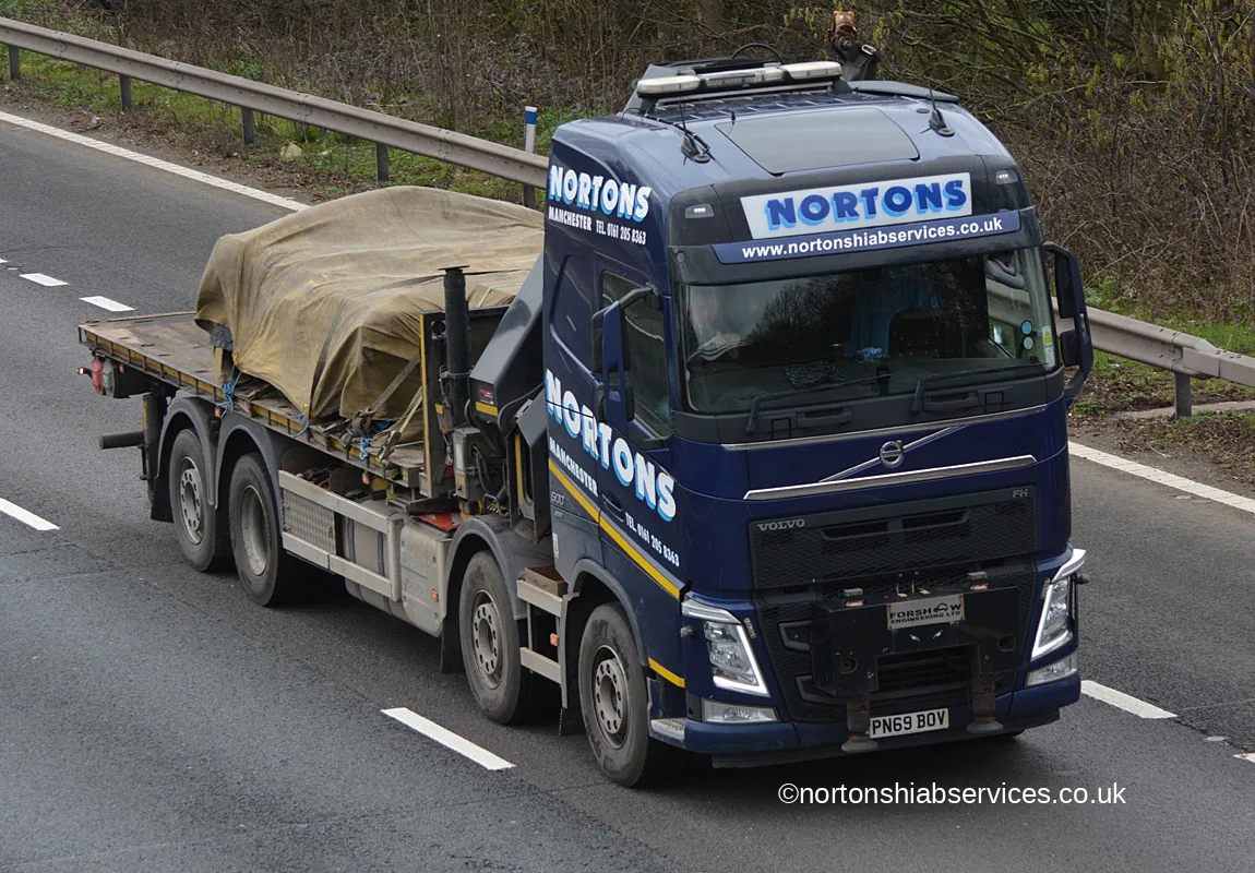Nortons hiab lorry on the M6 at Gailey in Staffordshire