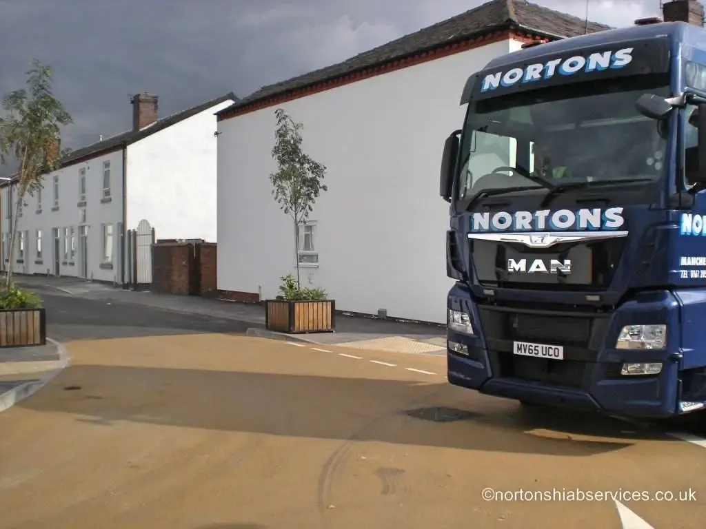 Nortons vehicle supporting a community building project in Manchester