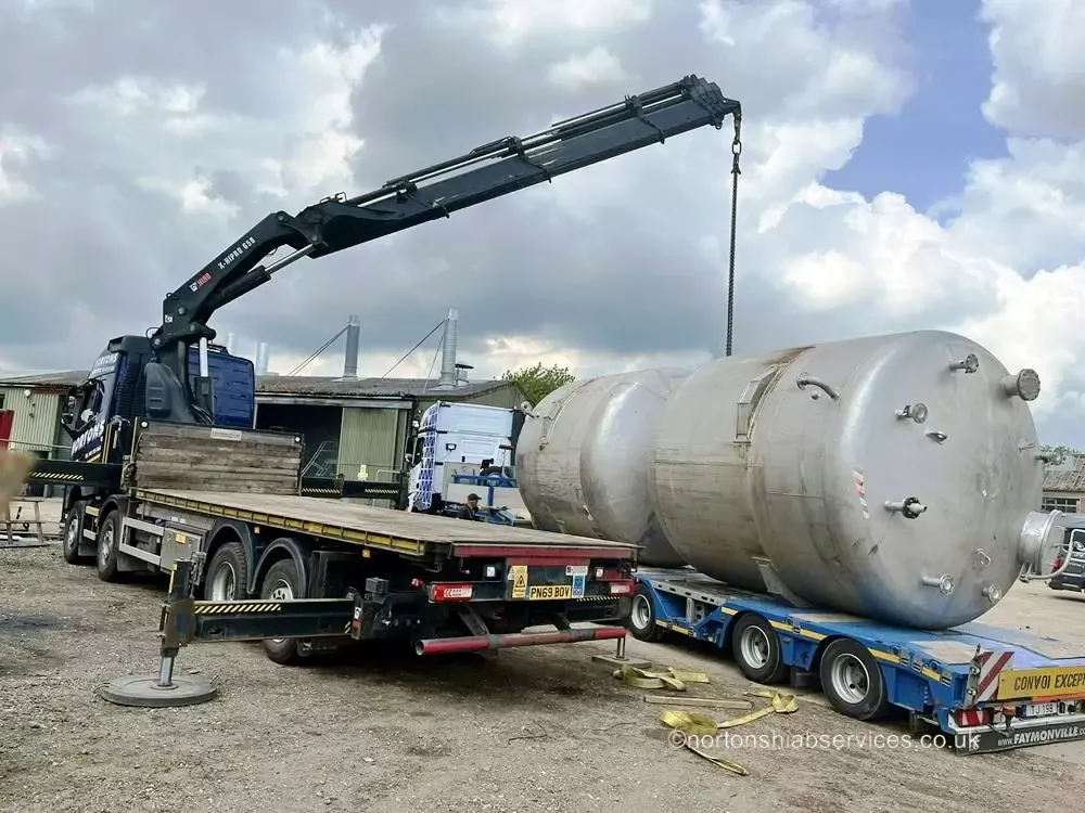 Nortons trailer carrying a large process vessel