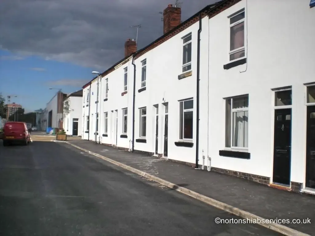 The renovated terraced street at Canada Street, Manchester after the DIY SOS Big Build