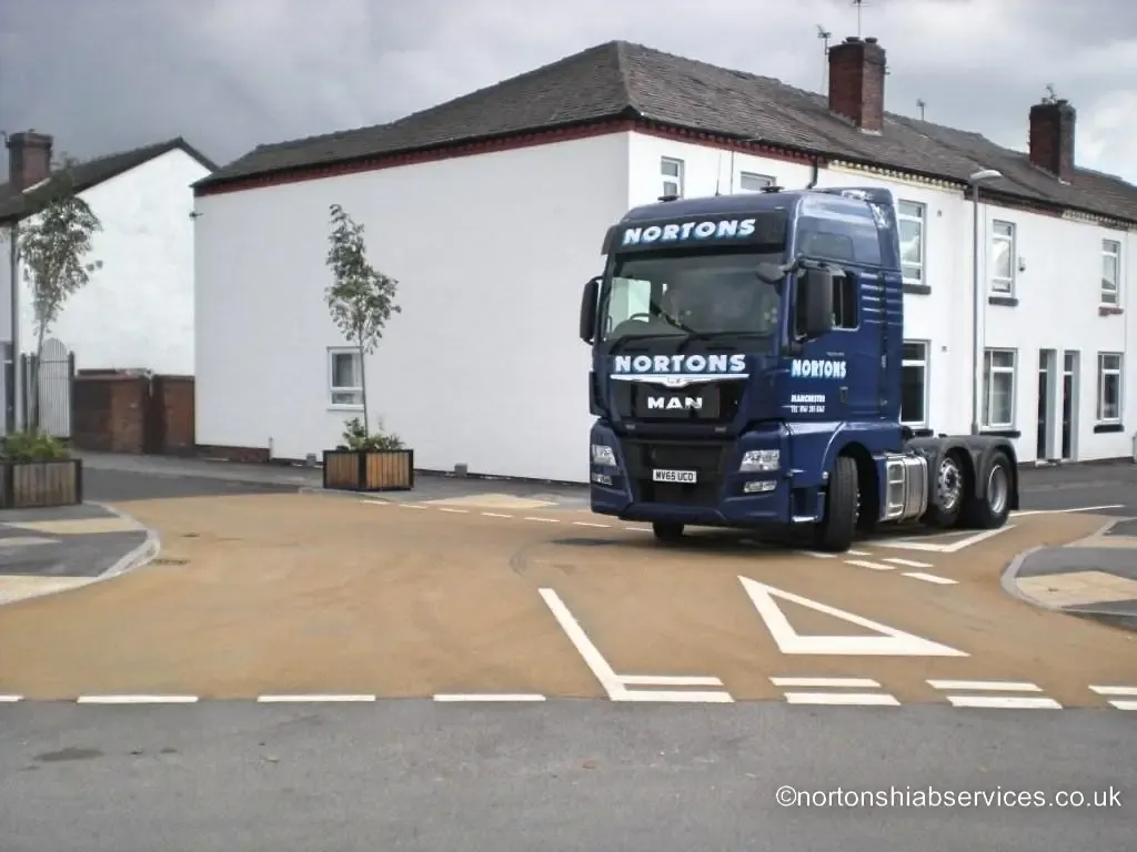 The rebuilt road junction and planting at the completed Canada Street project