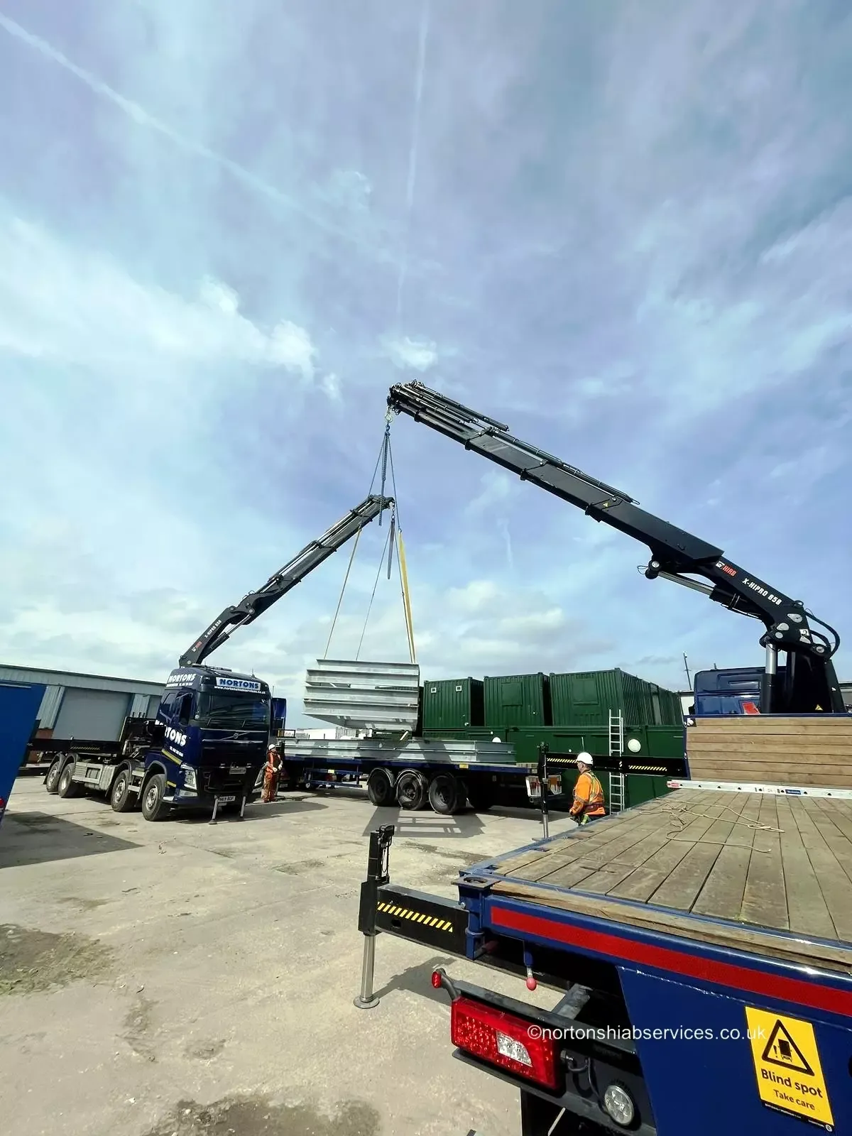 Two Nortons driver / operators working a dual lift with lifting frames