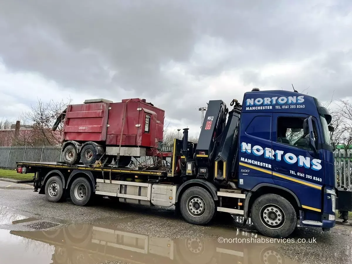Nortons hiab loaded with industrial equipment for a move