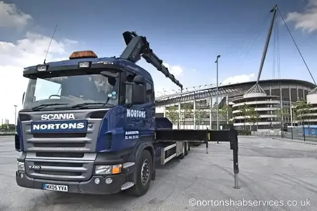 Nortons wagon and drag hiab with its draw-bar trailer