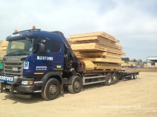 Timber packs loaded on a Nortons hiab lorry