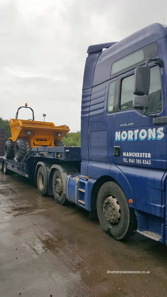 Nortons tractor unit coupled to a low loader trailer