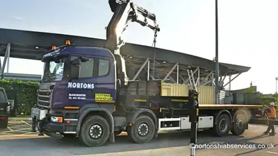Nortons eight wheel hiab working on the Manchester City Academy development