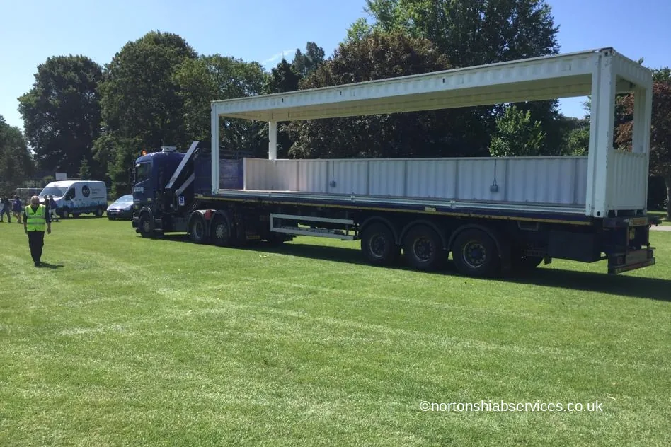 A large modular frame loaded out from Preston Park in Brighton after an event