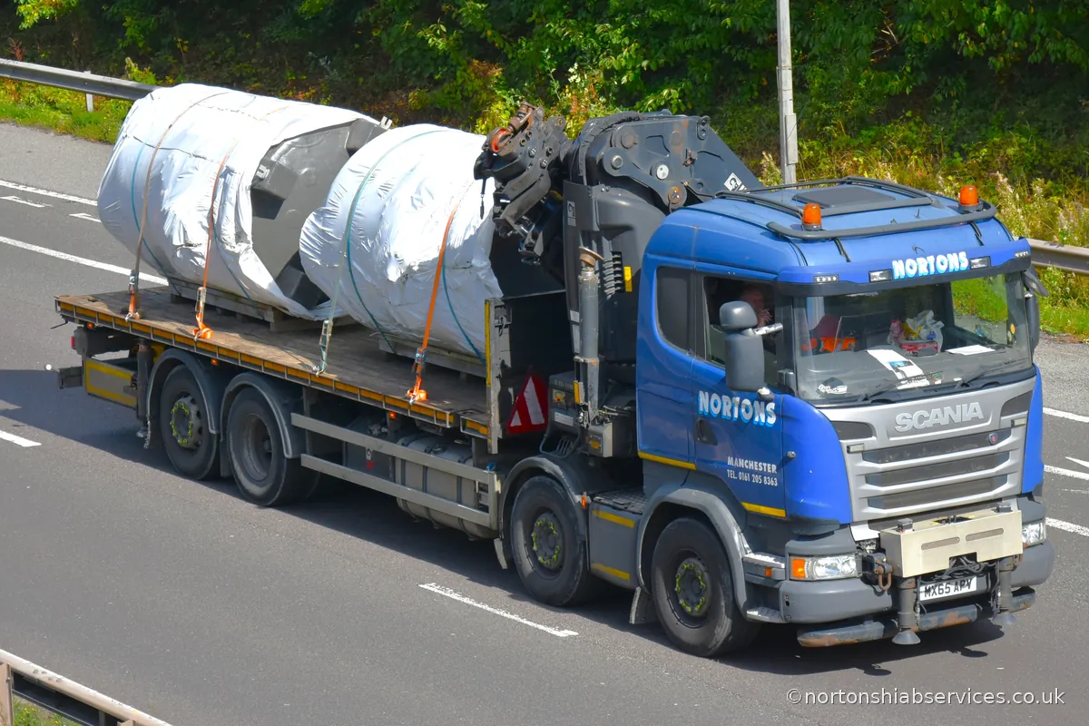 Nortons hiab lorry travelling on the A38 in September 2025
