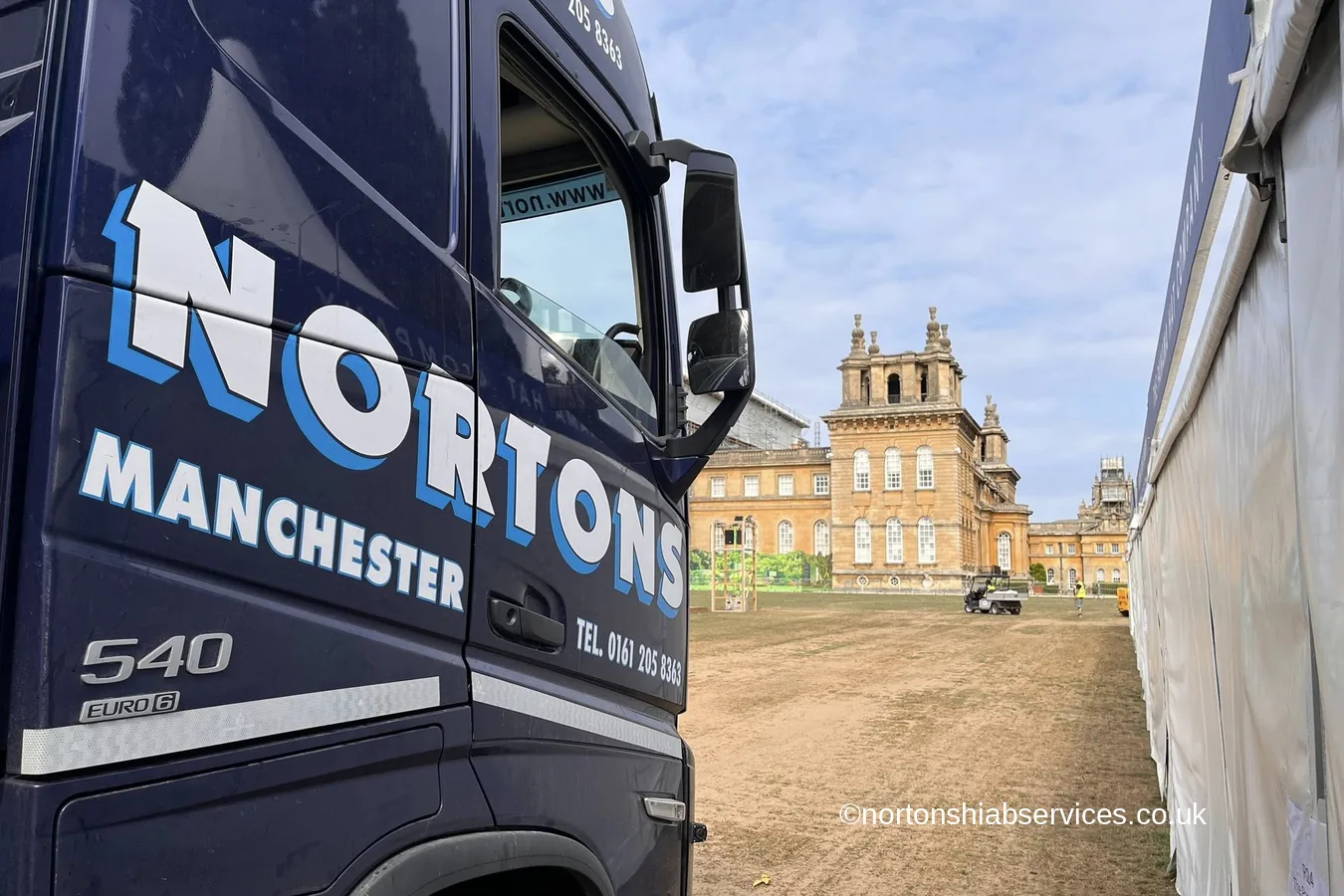 A Nortons hiab lorry on the estate at Blenheim Palace
