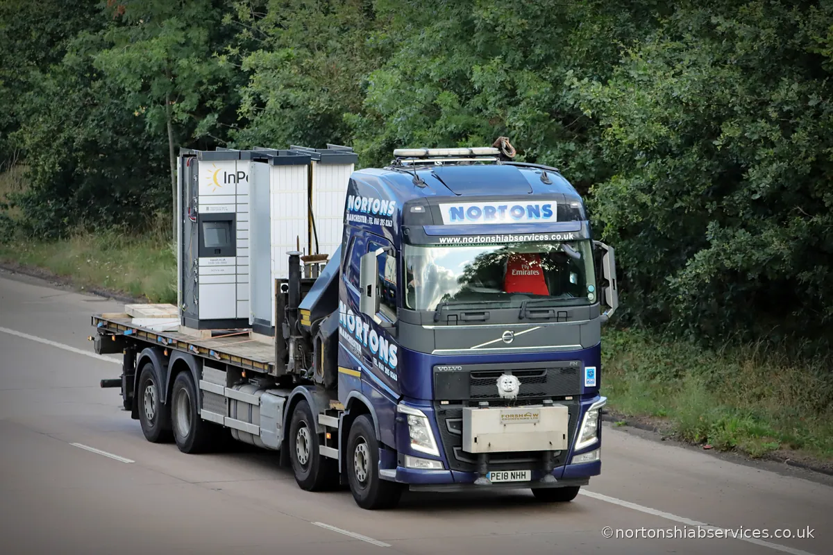 Nortons hiab lorry on the M54 at junction 2 with a sheeted load