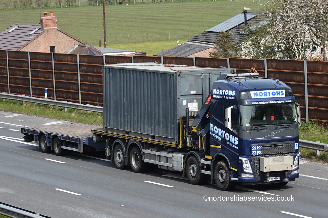 A Nortons hiab lorry on the M6 at Todhills near Carlisle