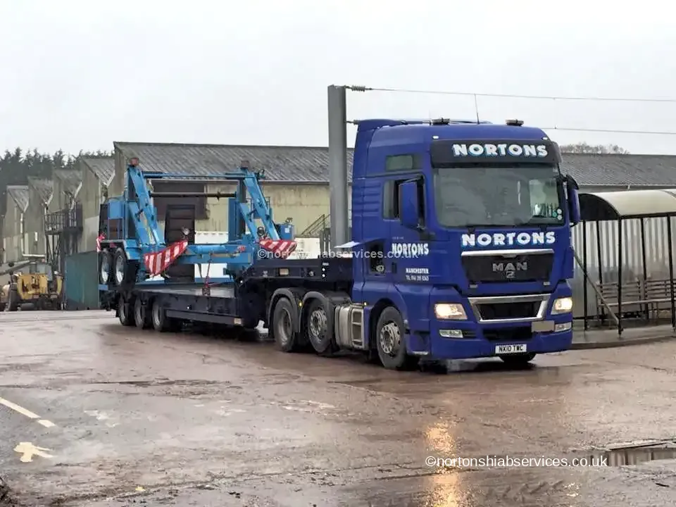 Nortons artic loaded with a machine ready to travel