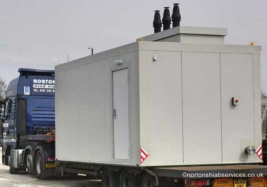 Eco pod craned into position by a Nortons hiab