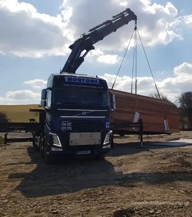 Glamping pod strapped down for road transport