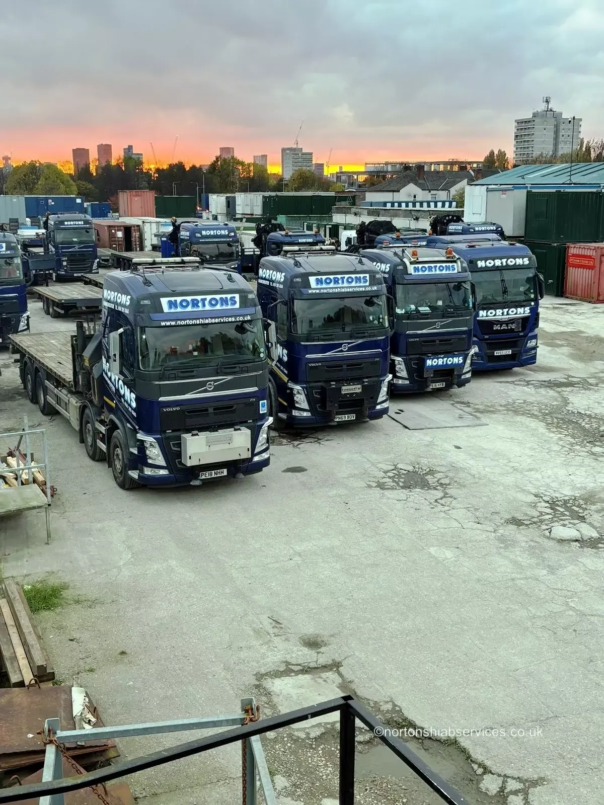The Nortons fleet lined up at the Miles Platting yard in Manchester