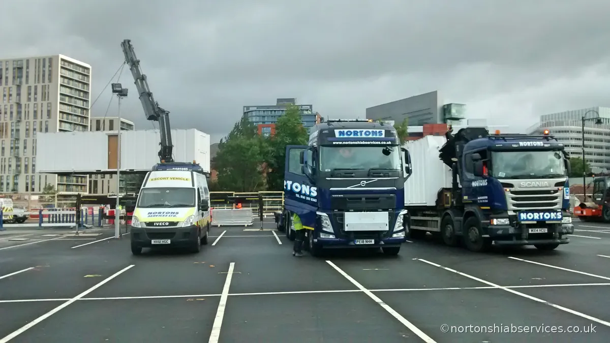 Nortons lorries on a university campus delivery