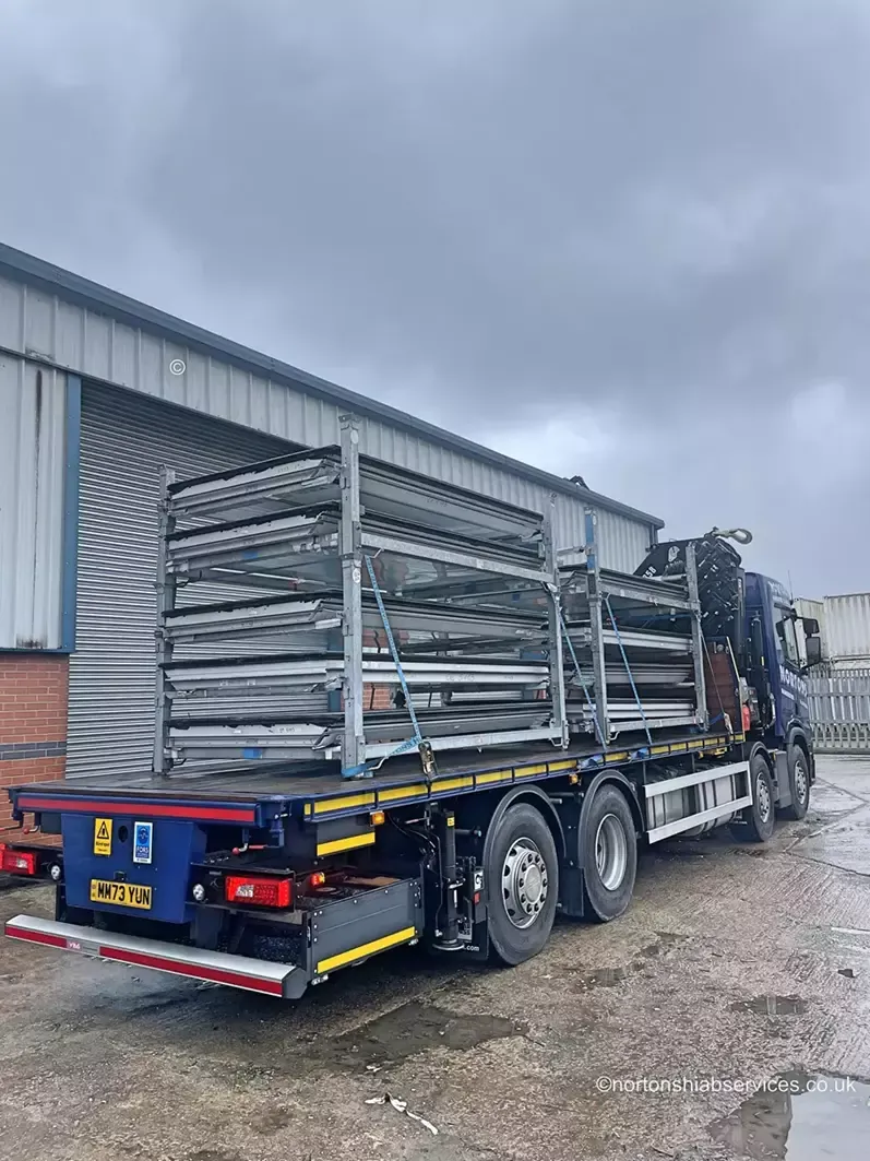 Stillage being set down level on site