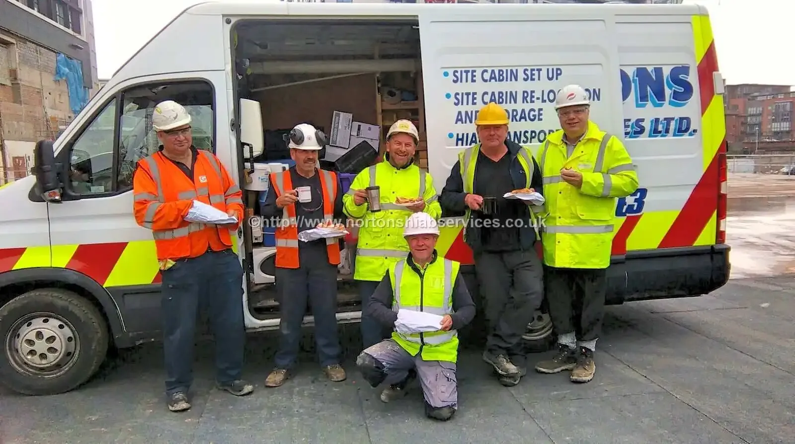 Nortons crew alongside the company van on a Birmingham contractor site