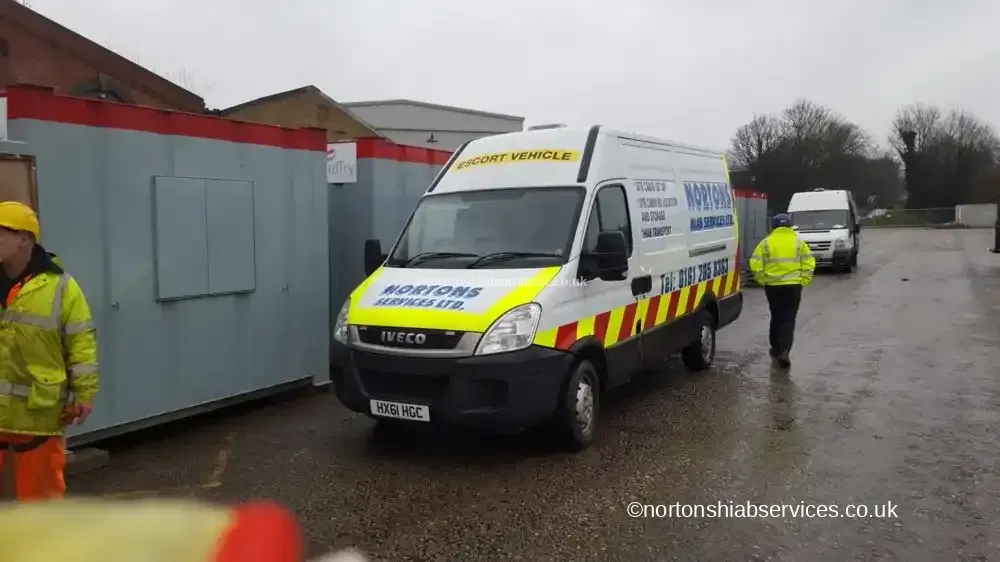 Nortons support van and crew at a Derby site compound