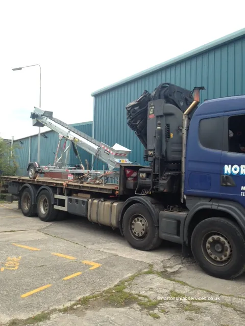 Conveyor section loaded on a Nortons rigid hiab lorry