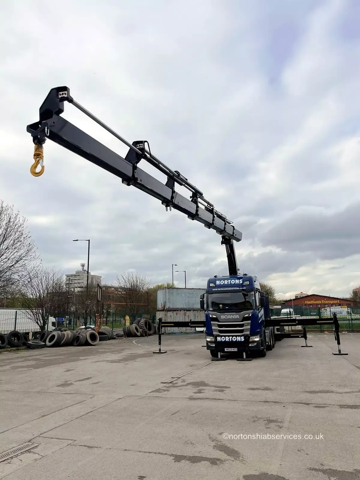 Nortons articulated lorry with the 658 hiab crane behind the cab
