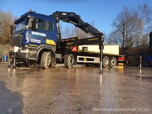 Nortons Scania eight-wheel rigid carrying the 855 E-8 hiab crane