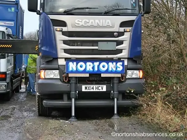 Nortons wagon and drag hiab with its 20 foot draw-bar trailer coupled