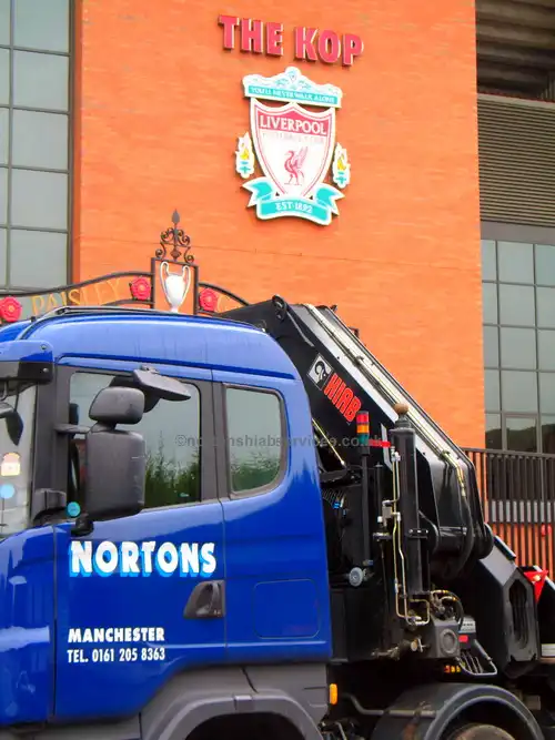 Nortons delivered the first Portable accommodation unit to the Stanley Road, Liverpool Football Club